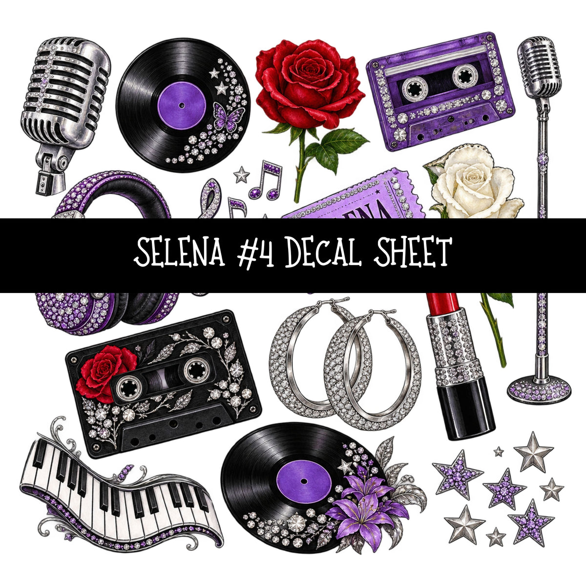 Selena UV DTF Decal sheets 7 Designs available