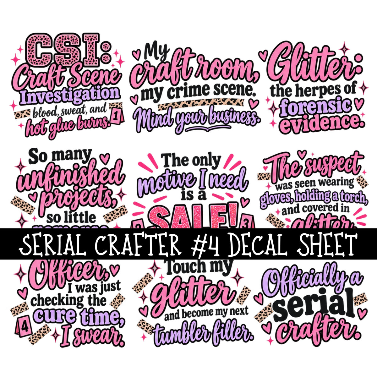 Serial Crafter UV DTF Decal sheets 6 Designs available
