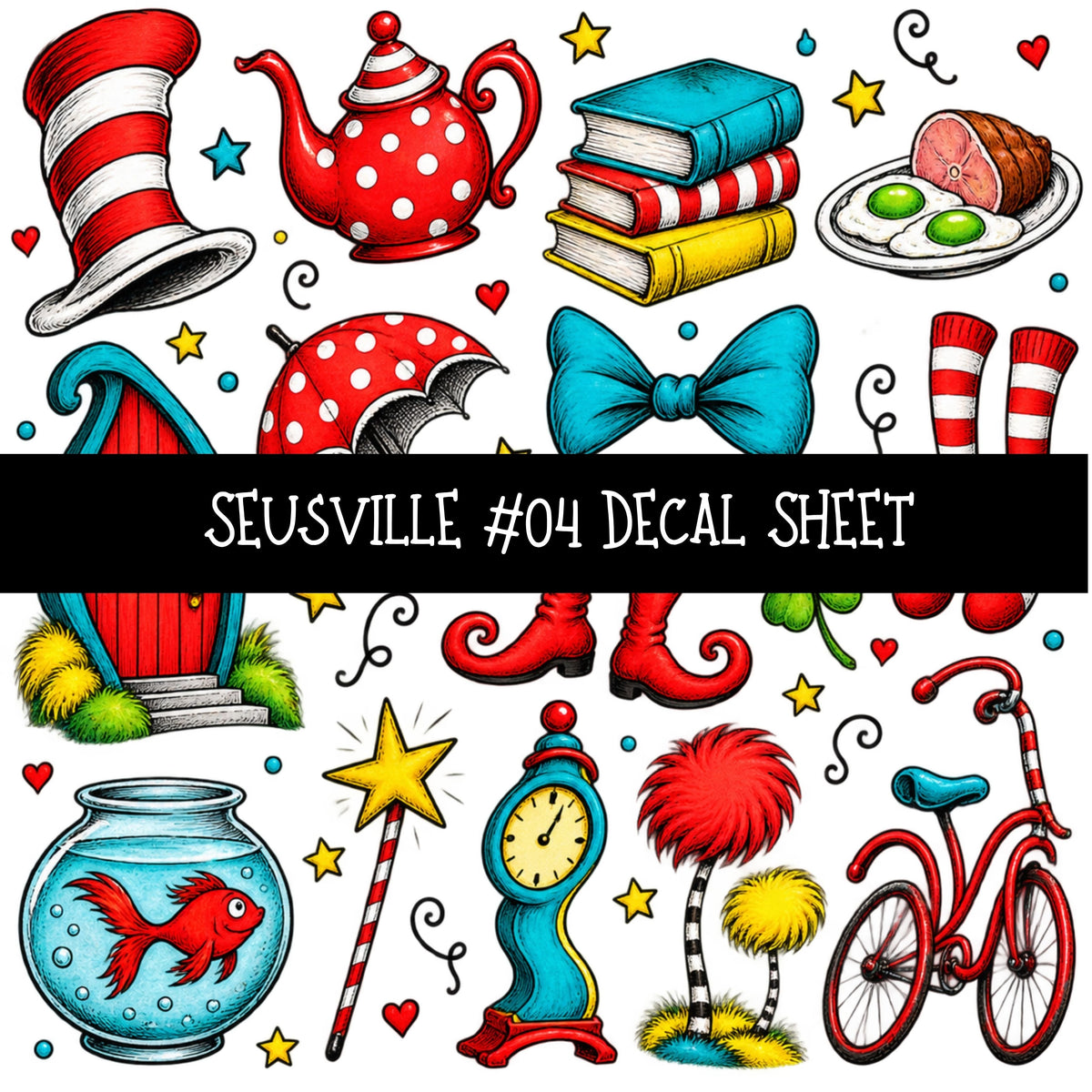 Seusville UV DTF Decal sheets 11 Designs available