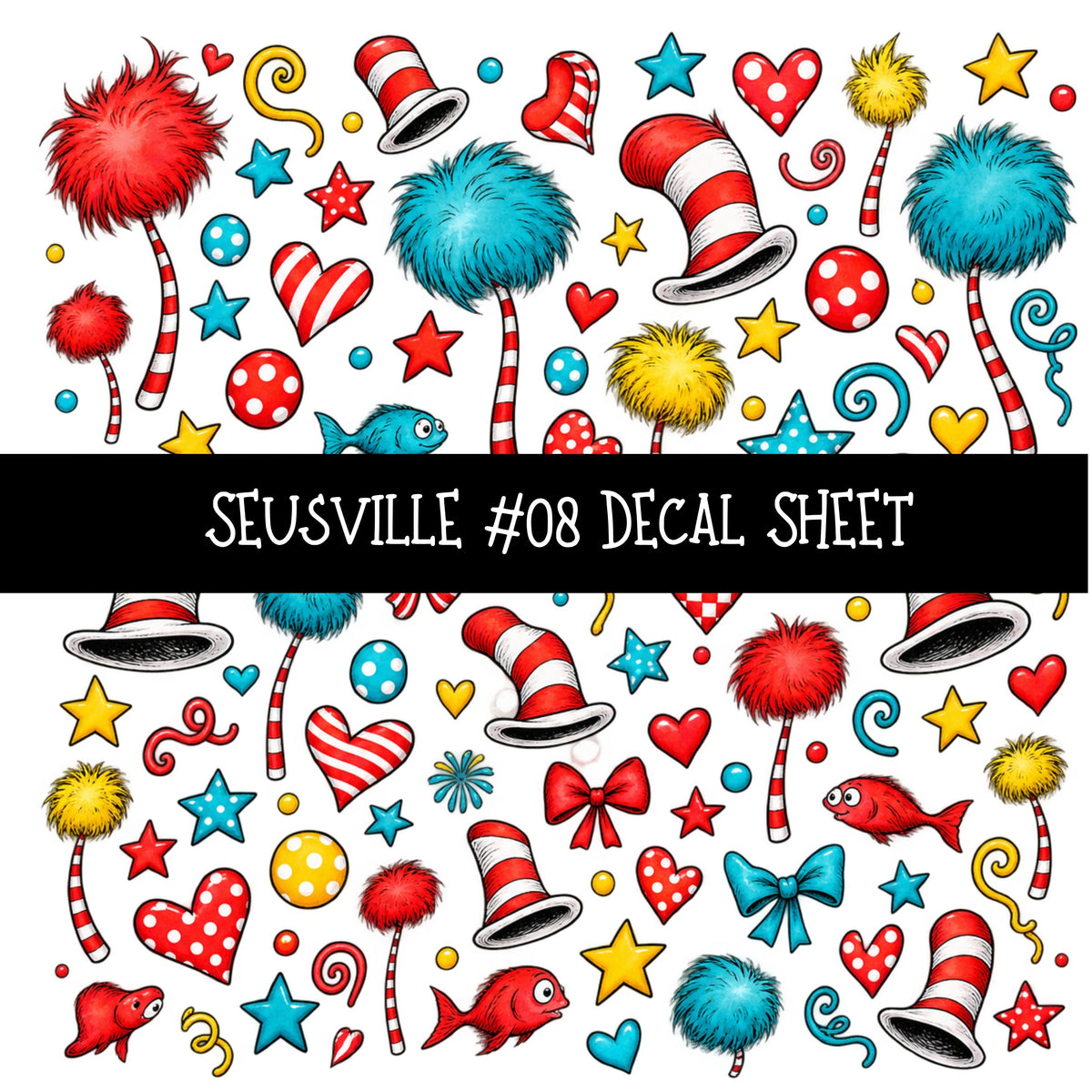 Seusville UV DTF Decal sheets 11 Designs available