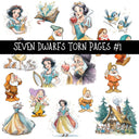 Seven Dwarfs Torn Pages UV DTF Decal sheets 5 Designs available