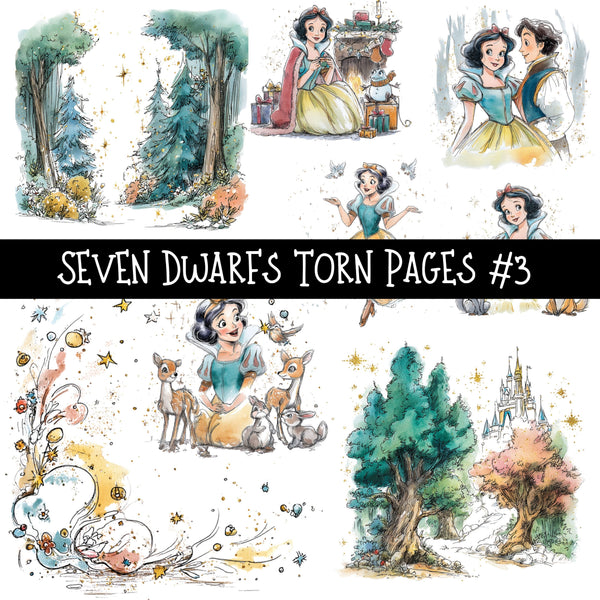 Seven Dwarfs Torn Pages UV DTF Decal sheets 5 Designs available