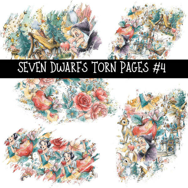 Seven Dwarfs Torn Pages UV DTF Decal sheets 5 Designs available