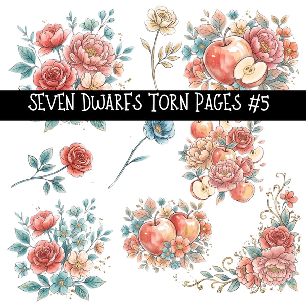 Seven Dwarfs Torn Pages UV DTF Decal sheets 5 Designs available