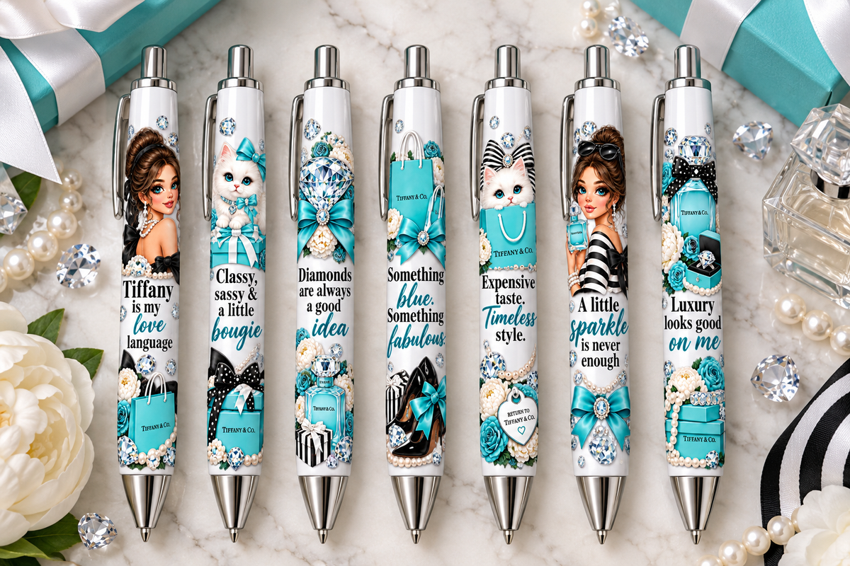 Tiffany Pen wraps UV DTF Decal sheet- set of 7 Designs