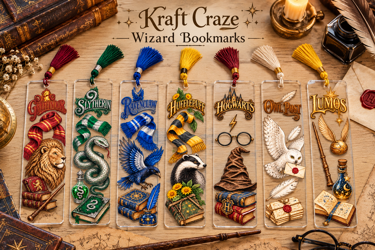 Wizard Bookmark UV DTF Decal sheet- set of 7 Designs