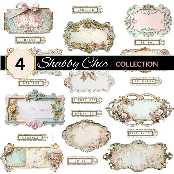 Shabby Chic UV DTF Decal Sheets 4 Designs