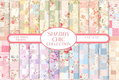 Shabby Chic - Adhesive Vinyl 12x12 Sheets - 24 Design options