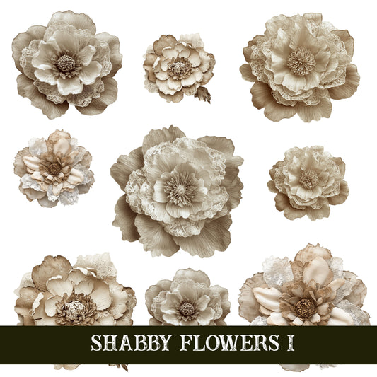 Shabby Flowers UV DTF Decal Sheets 5 sheet design options