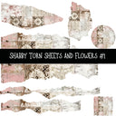 Shabby Torn Sheets and Flowers UV DTF Decal sheets 2 design options