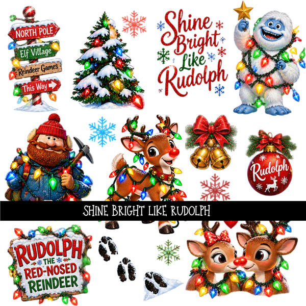Shine Bright like Rudolph - UV DTF Decal sheet