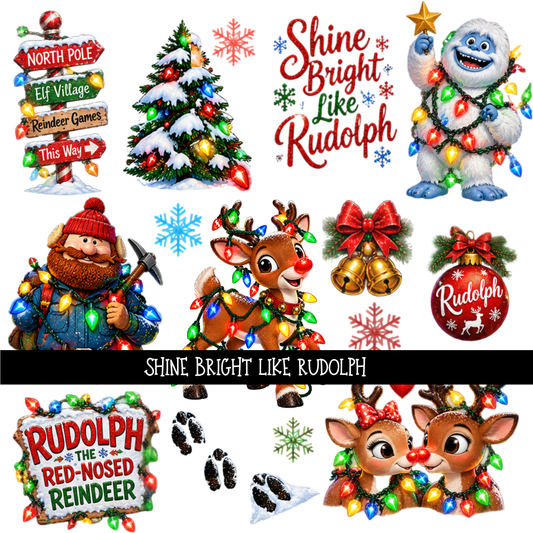 Shine Bright like Rudolph - UV DTF Decal sheet