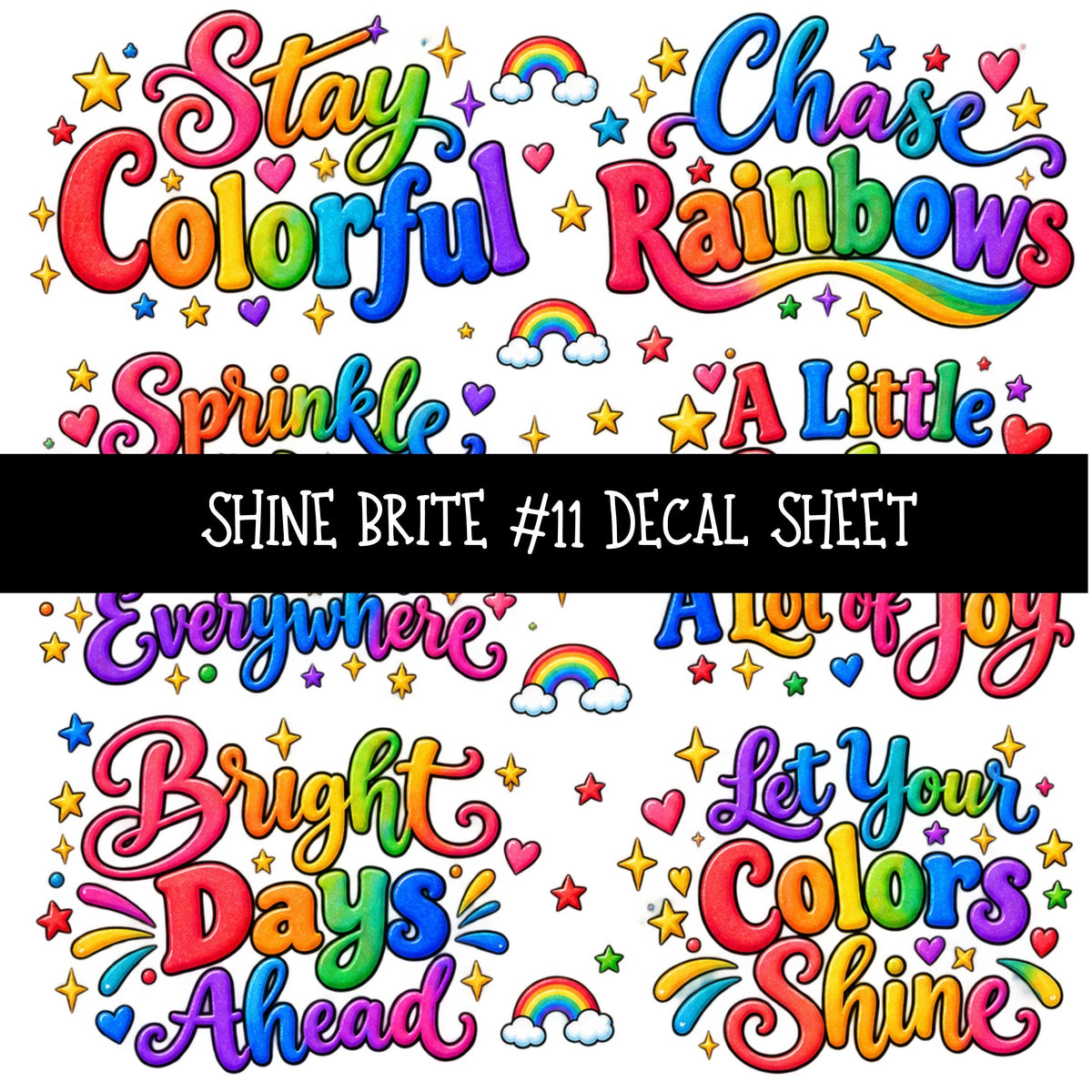 Shine Brite UV DTF Decal sheets 11 Designs available