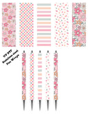 Retro Floral- UV DTF Stainless Pen wraps - Set of 5