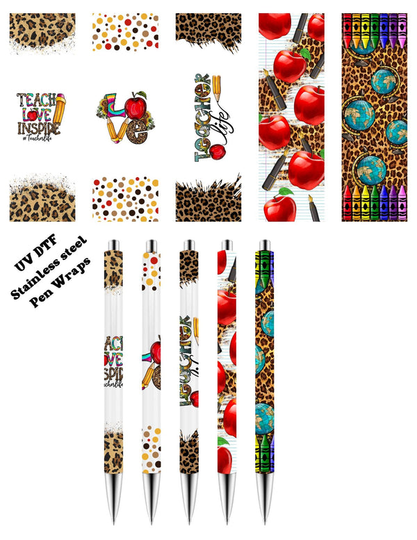 Teacher - UV DTF Stainless Pen wraps - Set of 5