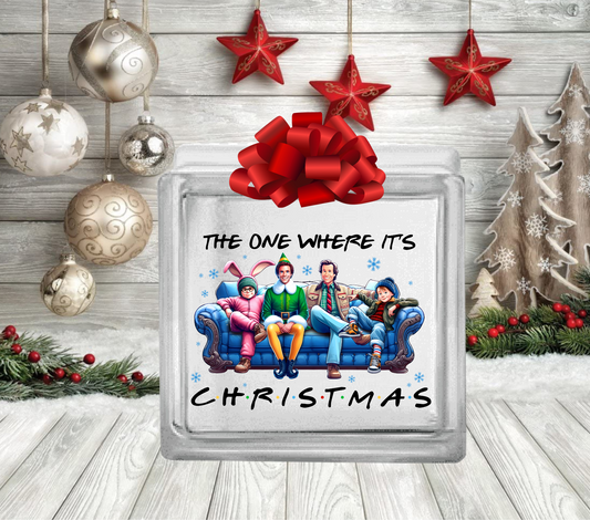 The One Where its Christmas - UV DTF Glass Block Decal - 6.5 inches