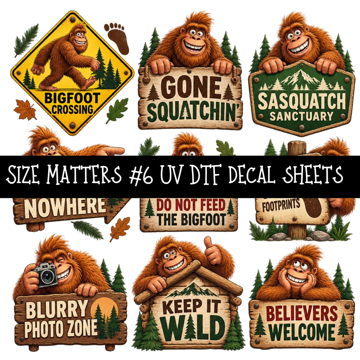 Size Matters  UV DTF Decal sheets 11 Designs available