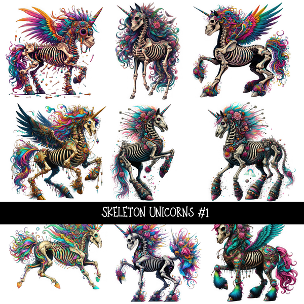 Skeleton Unicorns - UV DTF Decal sheet 2 variants