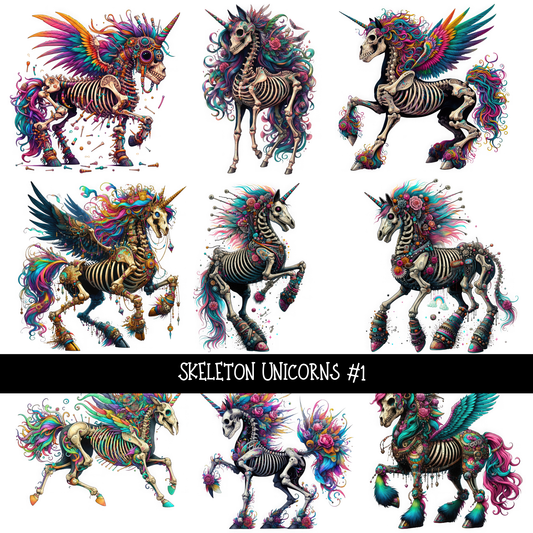Skeleton Unicorns - UV DTF Decal sheet 2 variants