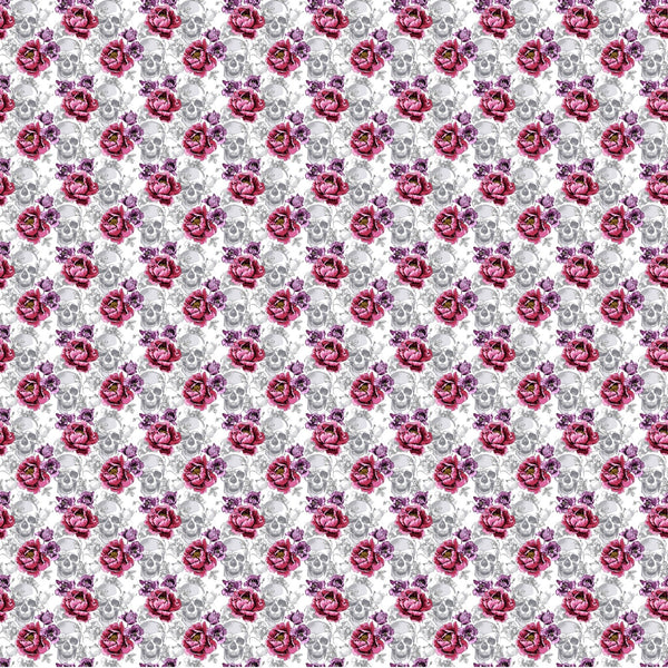 Skull And Peonies - Adhesive Vinyl Sheets