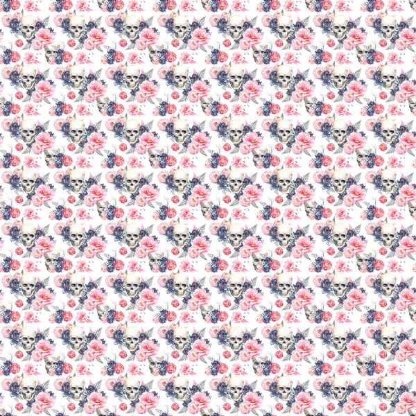 Skulls And Flowers - Adhesive Vinyl Sheets