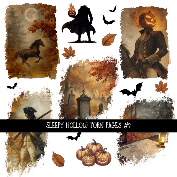 Sleepy Hollow Torn Pages - UV DTF Decal sheet