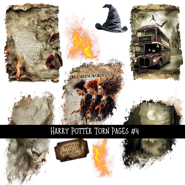 Harry Potter Torn Pages - UV DTF Decal sheet