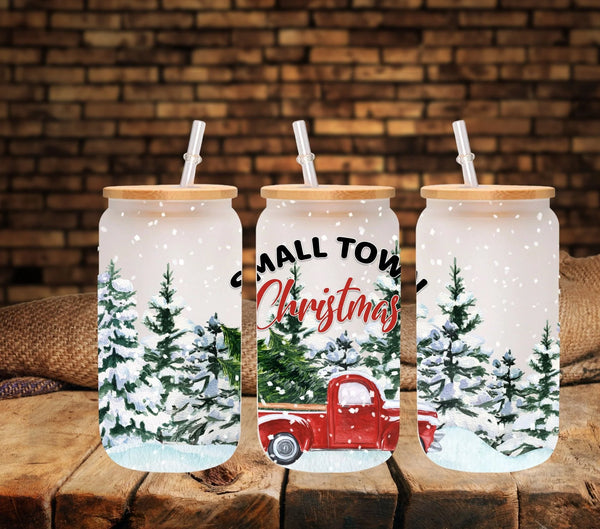 Small Town Christmas - UV DTF 16oz Libbey wrap