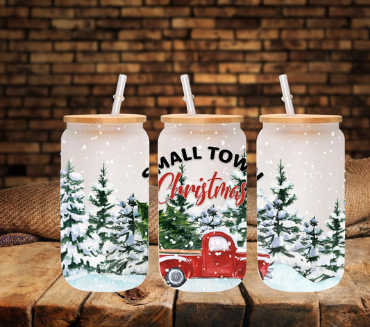 Small Town Christmas 16oz UV DTF Libbey Wrap