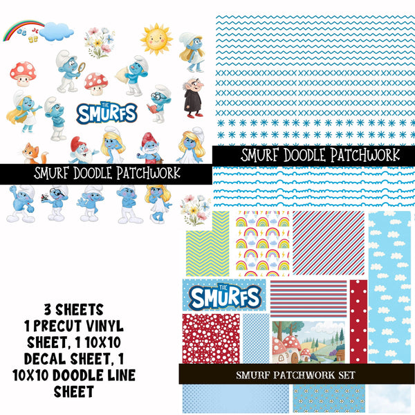 Smurf Doodle Patchwork Set