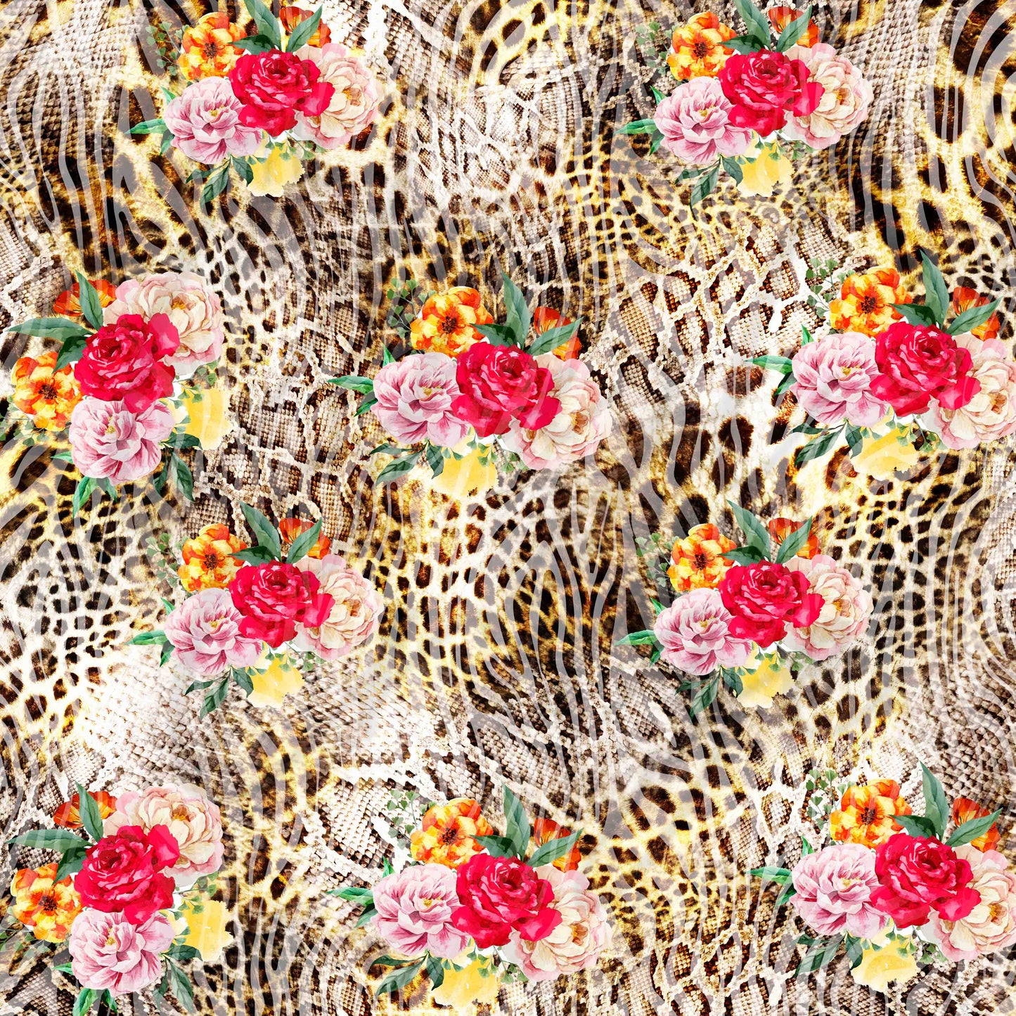 Snake Cheetah Roses - Adhesive Vinyl Sheets