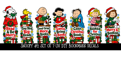 Snoopy Bookmark UV DTF Decal sheet- set of 7 Designs 2 set options