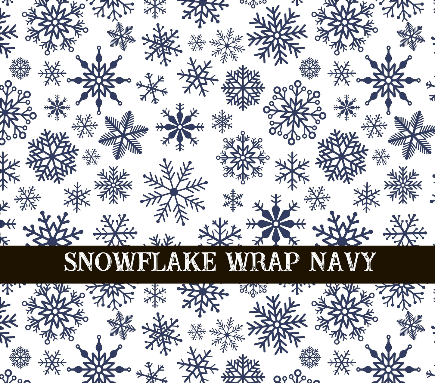Snowflake navy UV DTF  tumbler wraps