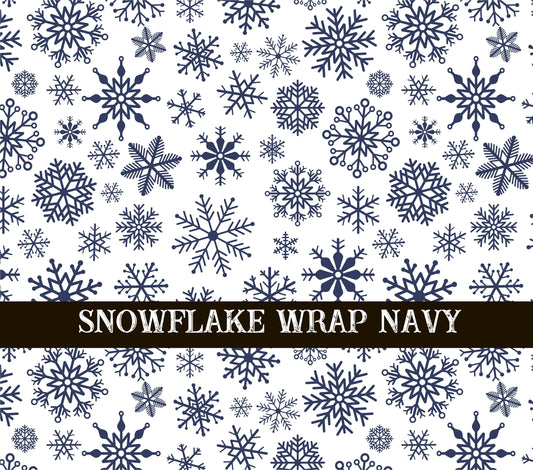 Snowflake navy UV DTF  tumbler wraps