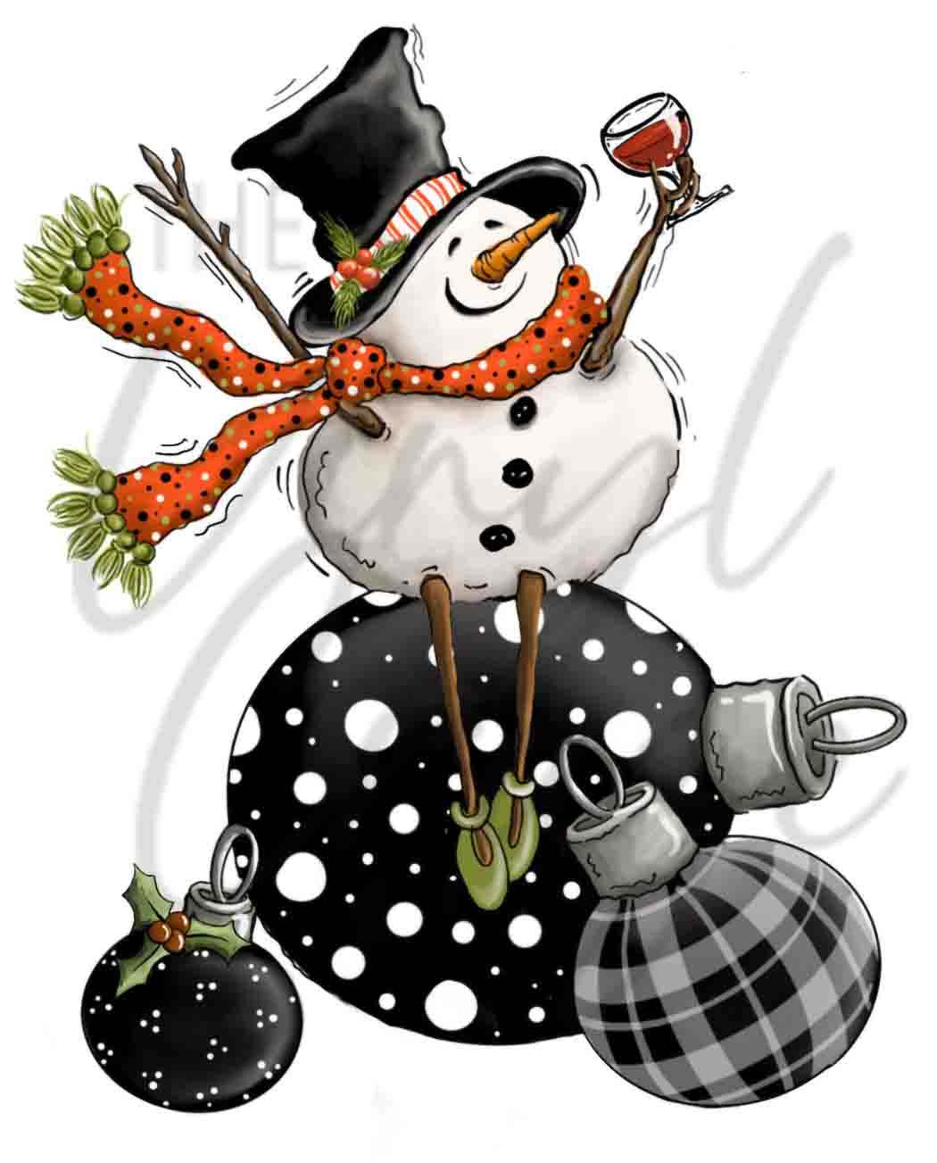 Snowman on Ornaments - UV DTF Decals