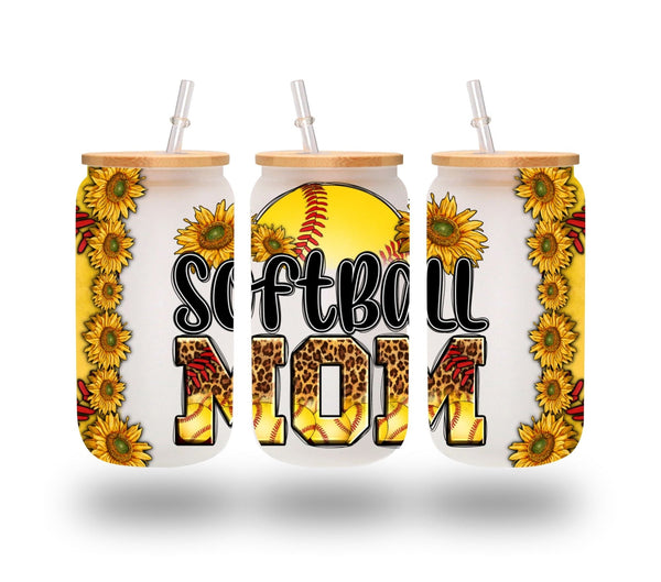 Softball Mom - UV DTF 16oz Libbey wrap