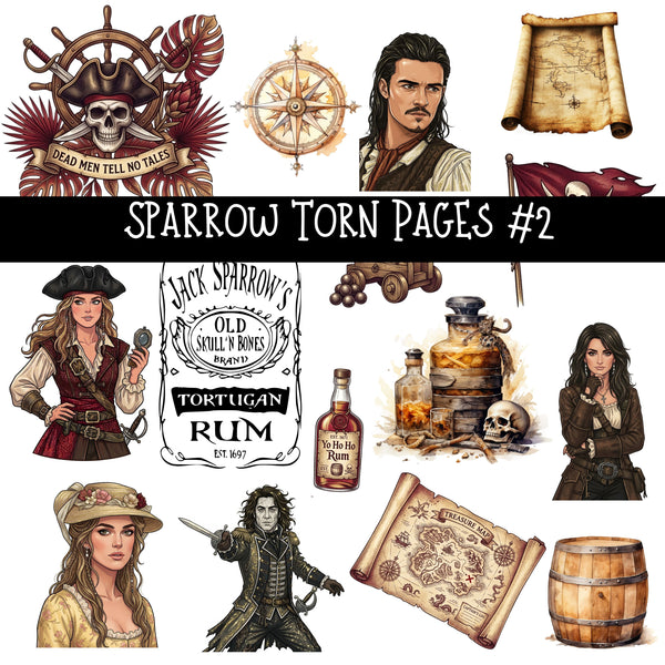 Sparrow Torn Pages UV DTF Decal sheets 5 Designs available