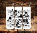 Spooky Library black UV DTF tumbler wraps