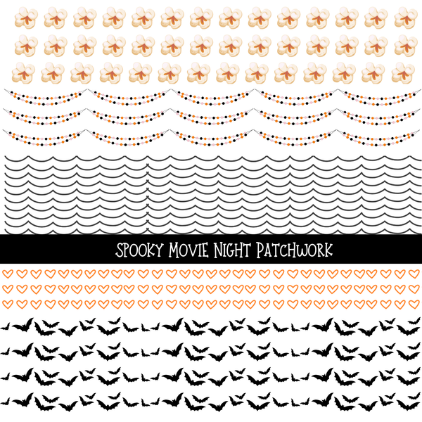 Spooky Movie Night Doodle Patchwork Set