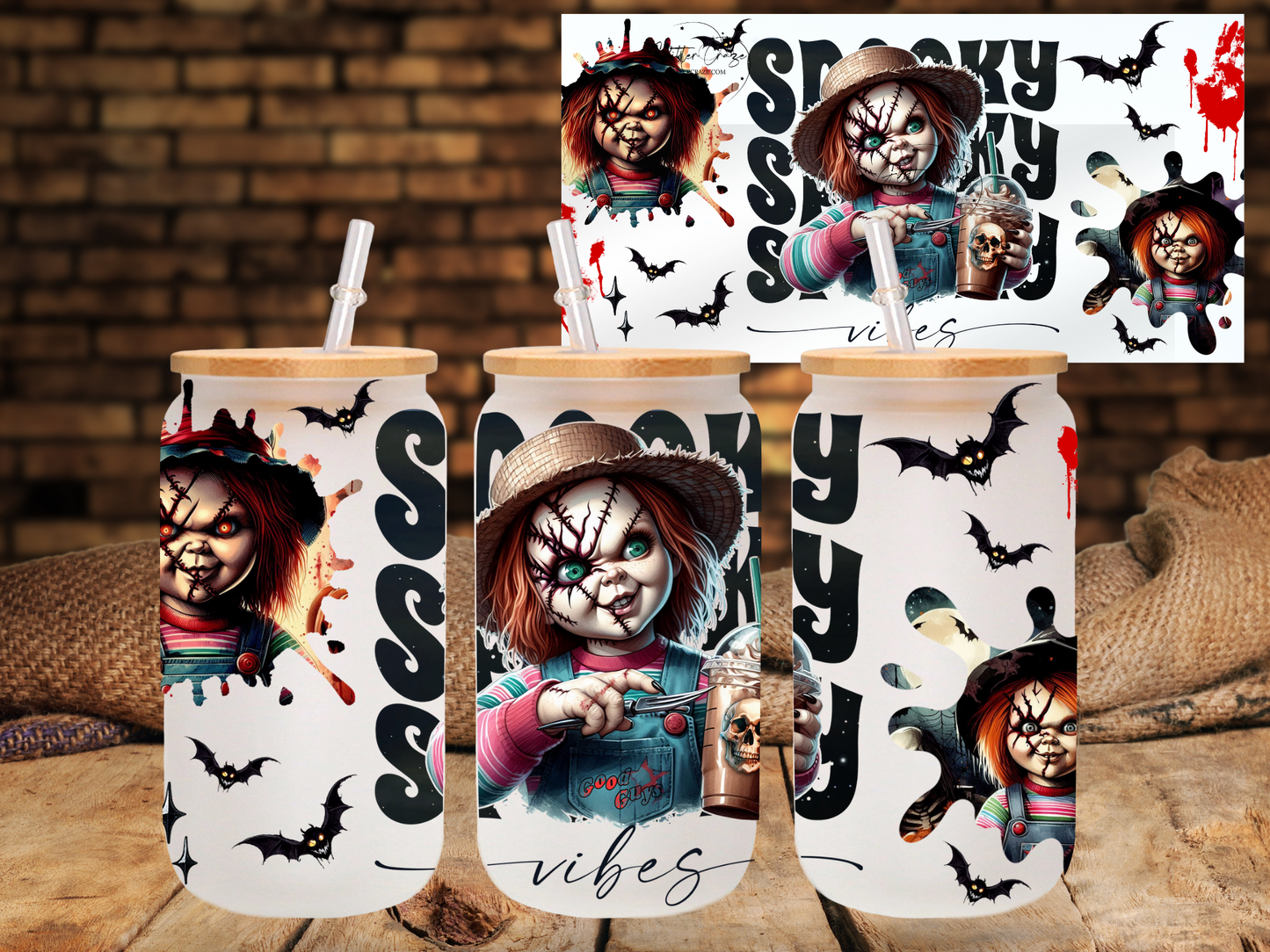 Spooky vibes 16oz UV DTF Libby Wraps- (8 variants)