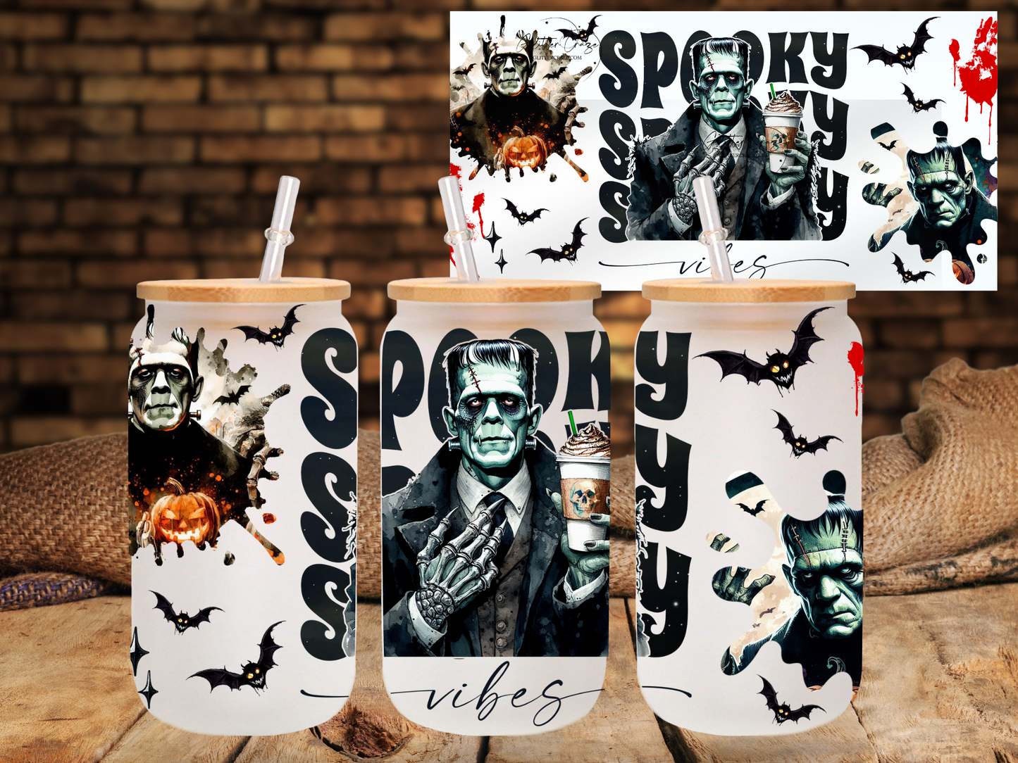 Spooky vibes 16oz UV DTF Libby Wraps- (8 variants)