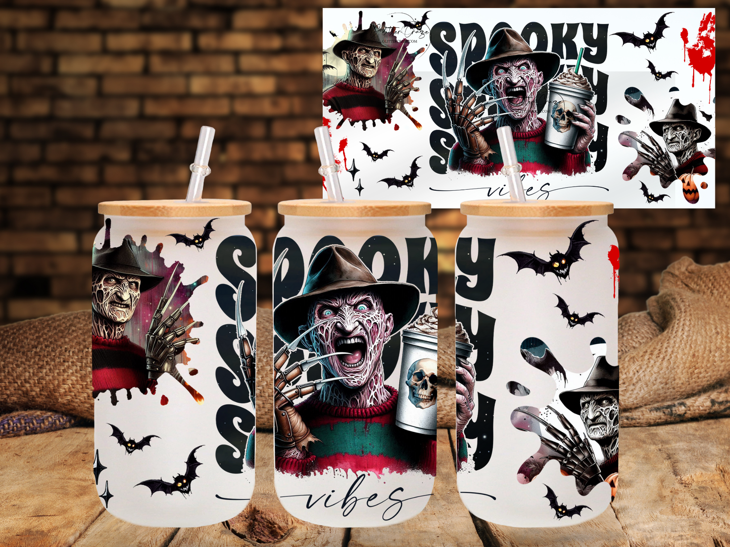 Spooky vibes 16oz UV DTF Libby Wraps- (8 variants)