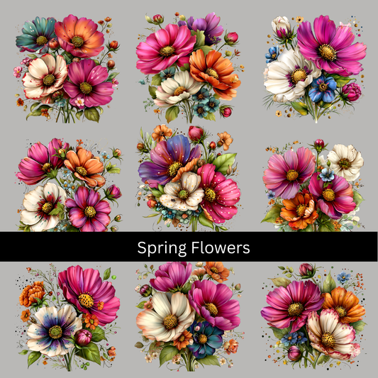 Spring Flowers UV DTF Decal sheets