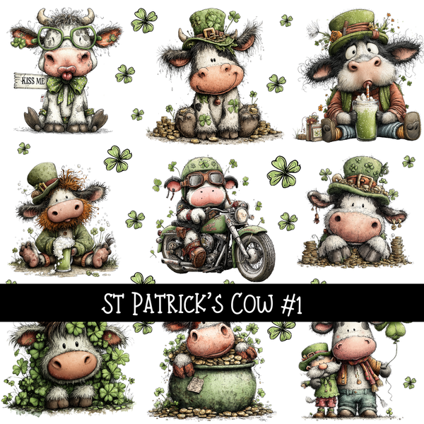 St Patrick's Day Cows- UV DTF Decal sheets