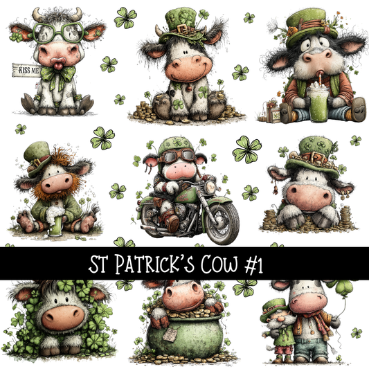 St Patrick's Day Cows- UV DTF Decal sheets
