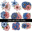 Stars and Stripes Floral UV DTF Decal sheets