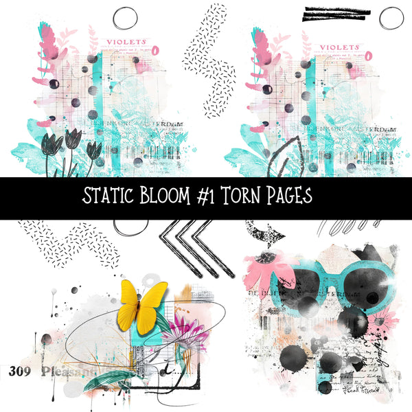 Static Bloom Torn Pages UV DTF Decal sheets 10 designs available