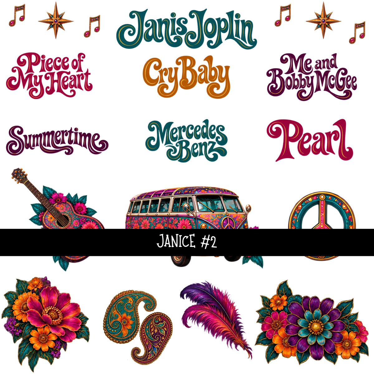 Janice - UV DTF Decal sheets