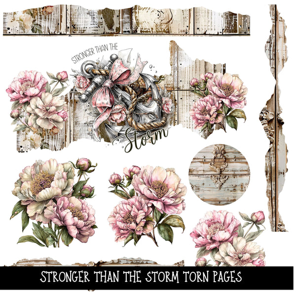 Stronger than the Storm Torn pages and Flowers UV DTF Decal sheets