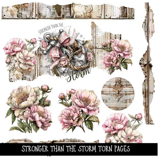 Stronger than the Storm Torn pages and Flowers UV DTF Decal sheets